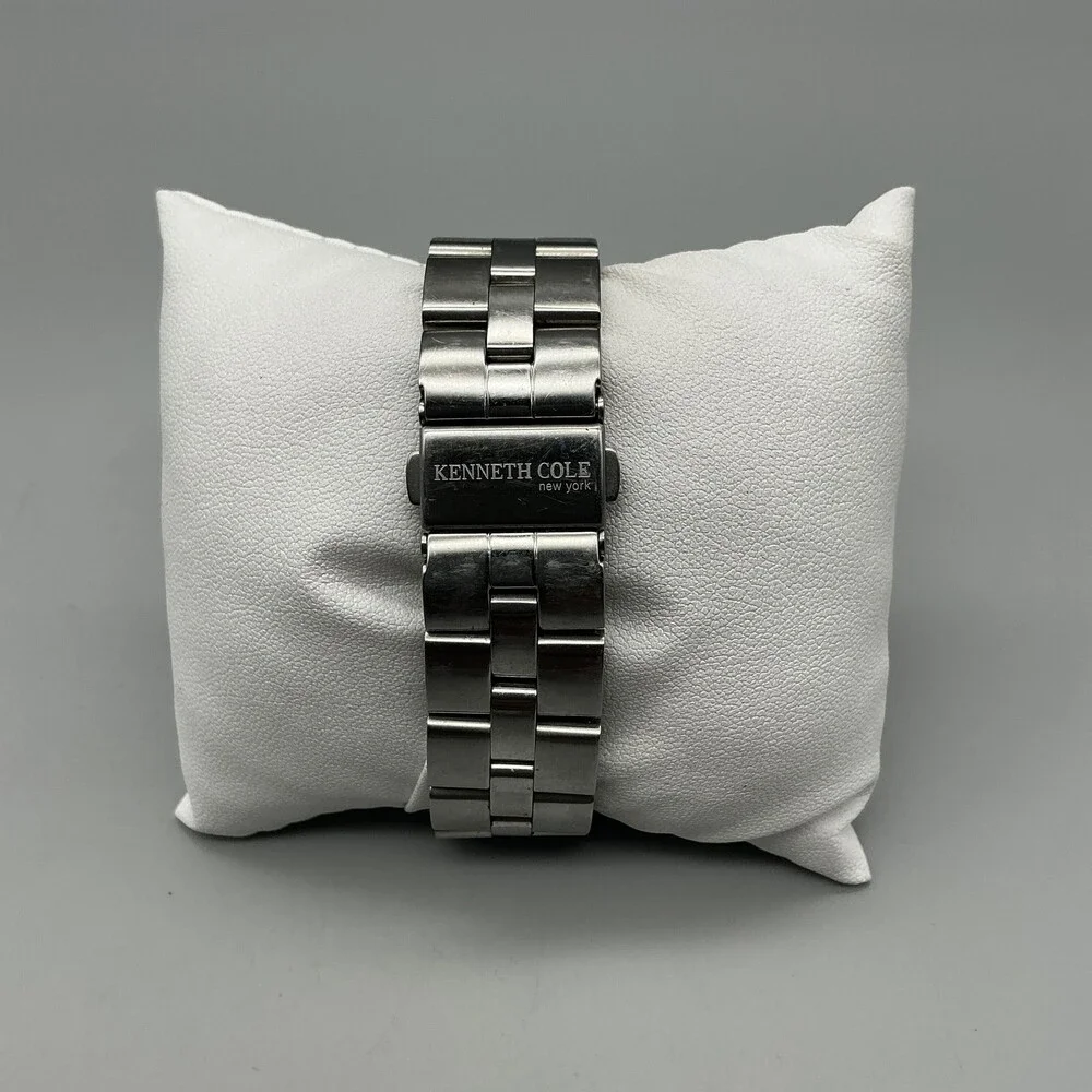 Kenneth Cole KC3227 Women Watch 27mm Silver Tone Stainless Date New Battery 6.5
